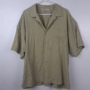 Tommy Bahama Green Textured Silk Blend Button Down Shirt Beach